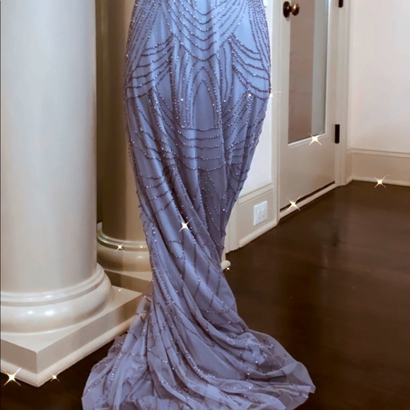 COPY - NEW Adrianna Papell Silver Beaded Gown - Picture 6 of 10